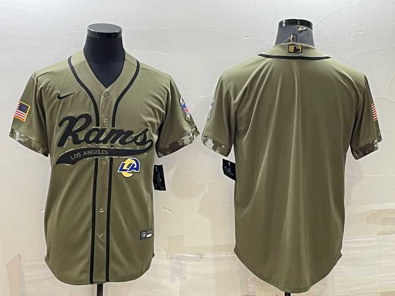 Mens Los Angeles Rams Blank Olive Salute to Service Cool Base Stitched Baseball Jersey->los angeles rams->NFL Jersey